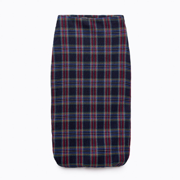 Zara Tartan Plaid Bubble/Balloon Hemmed Midi Skirt - Picture 2 of 8